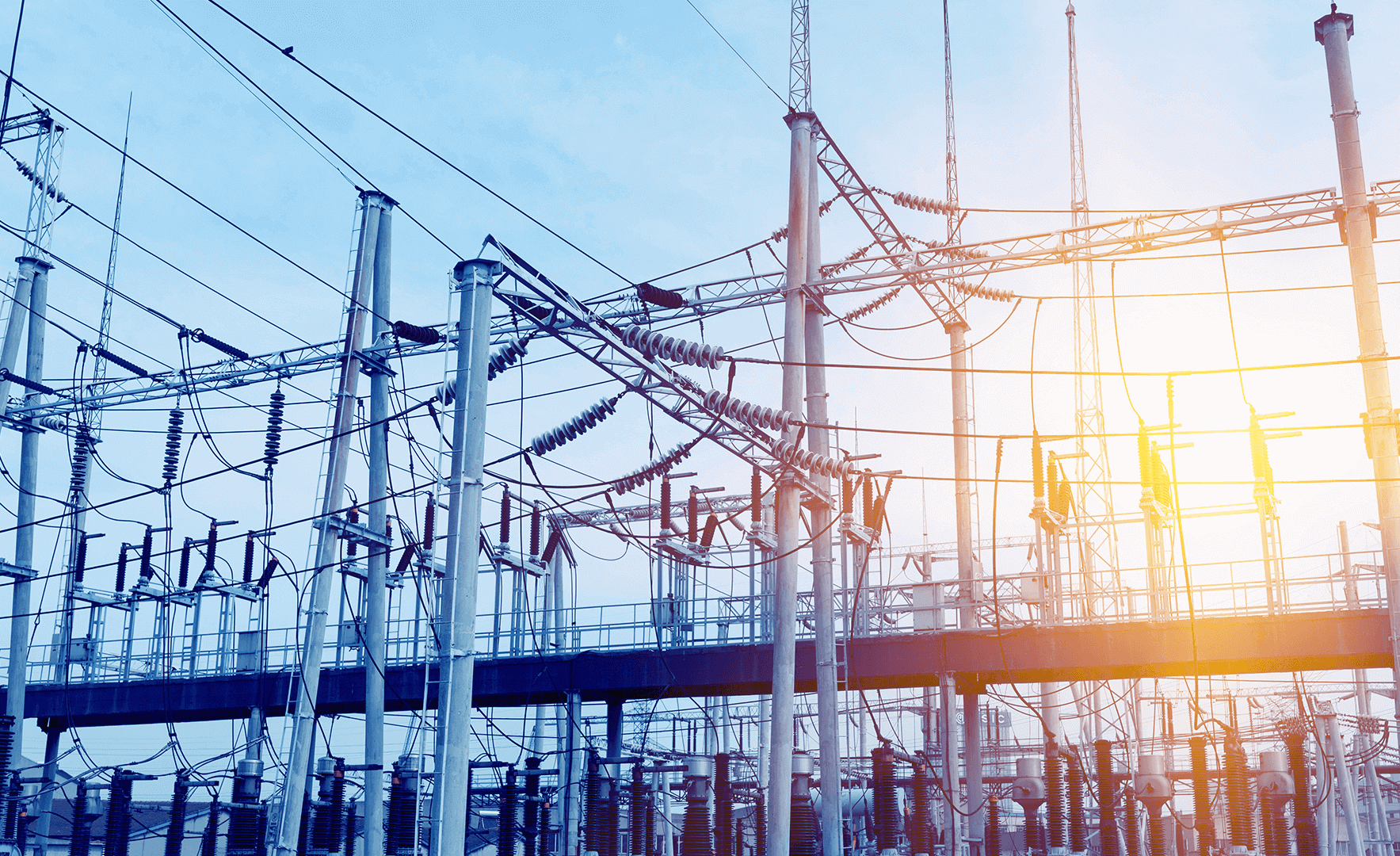 High-voltage power substation, an example of energy infrastructure monitored with fiber-optic sensing