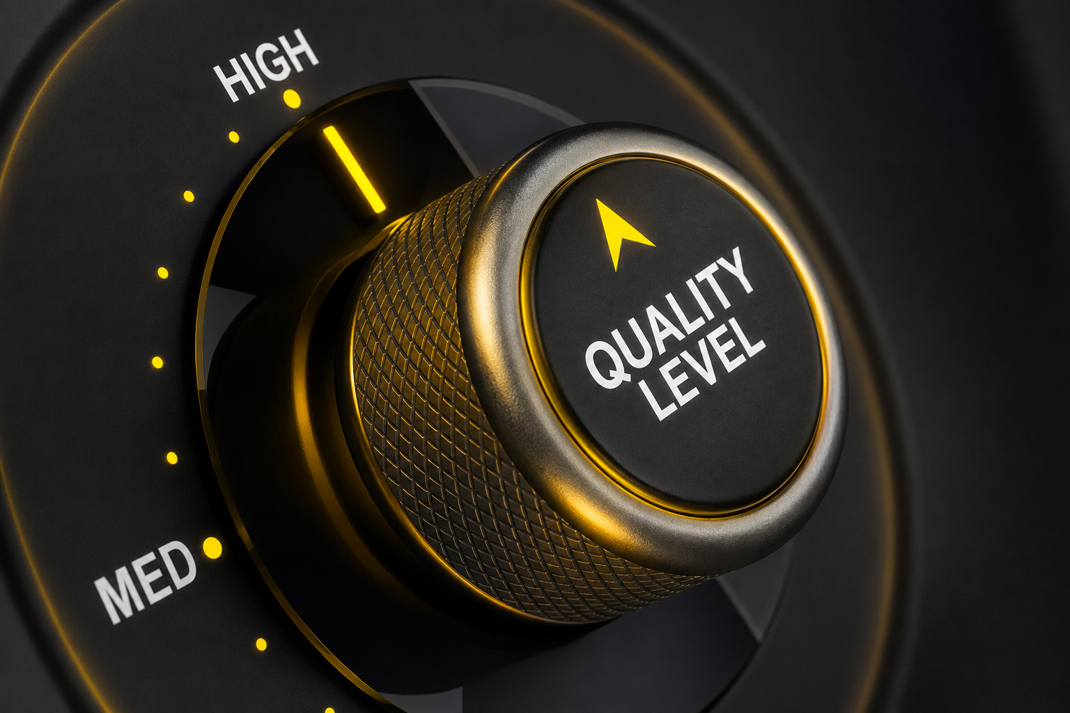 Quality level dial set to High, representing Maxer Photonics' quality standards
